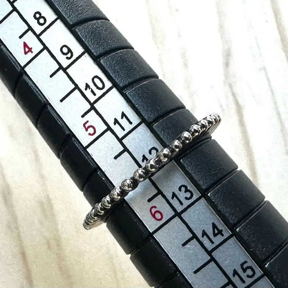 Silver-Tone  Beaded Crown Ring
